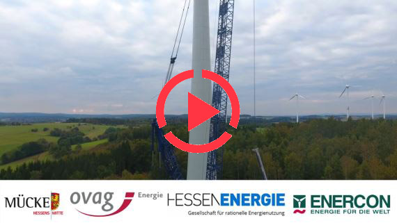 Windturbine Enercon E-115 OVAG aus Perspektive mit Drohne